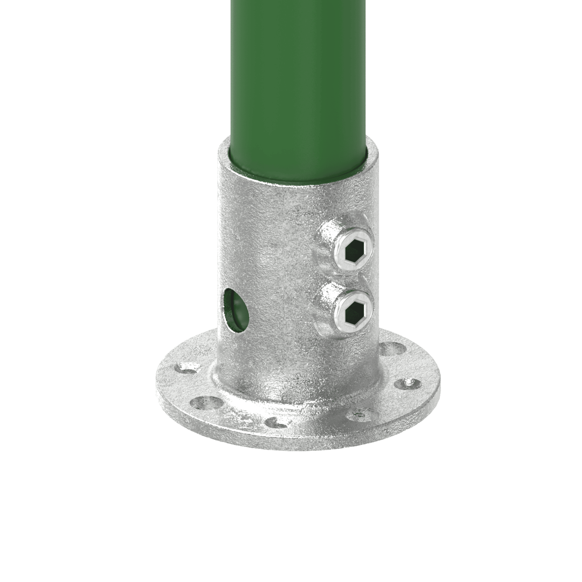 Rohrverbinder Fussplatte rund Ø 48-3 mm -1 1-2- - Temperguss verzinkt - 131KFD48-131KFD48