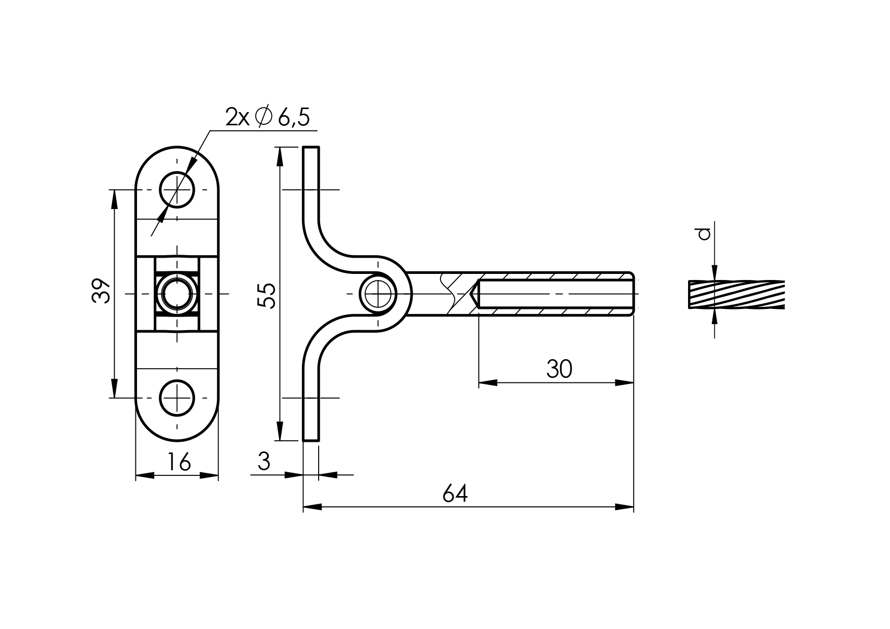 Kabelklemme Edelstahl AISI 316 fuer 4 mm Kabel geschliffen-89-11A147331005-A.4