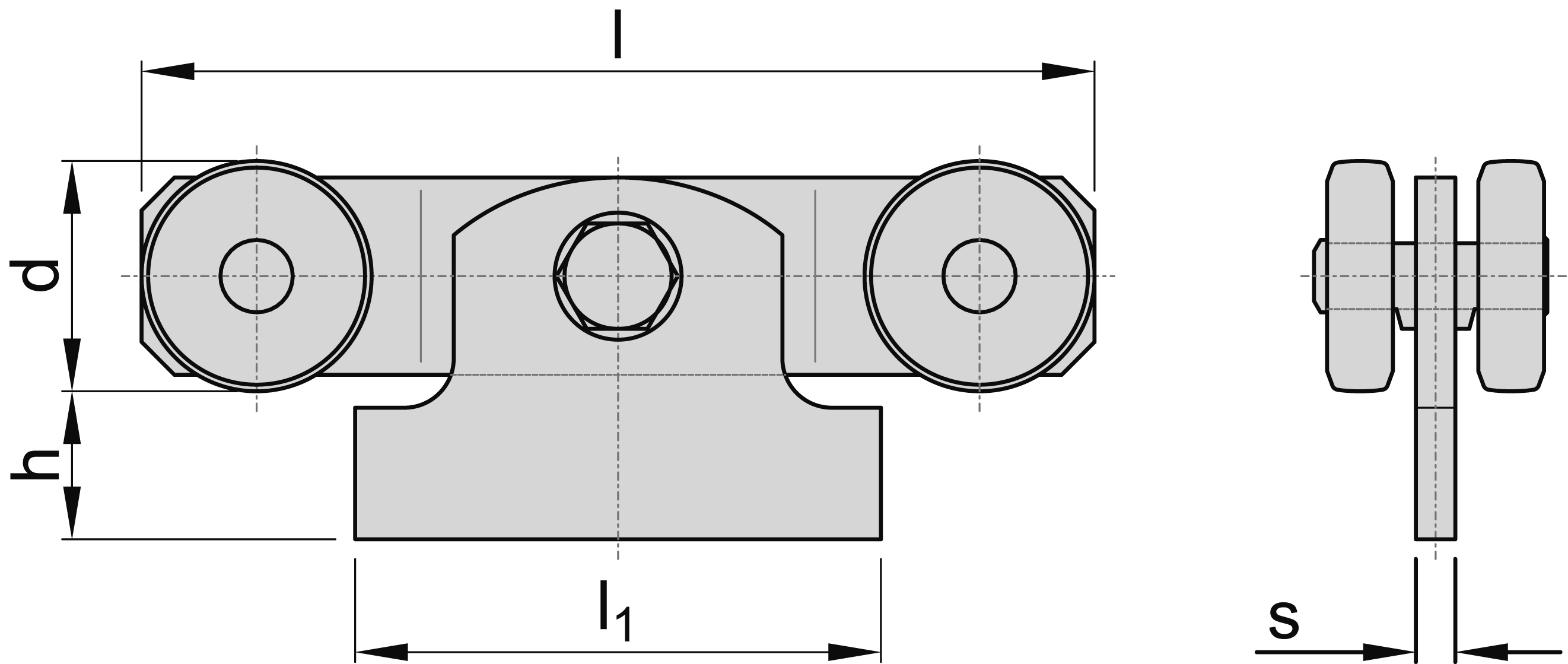 Doppelrolle mit Anschweisspendel MEA Gr- 1 verzinkt Ø 28 mm 10336862-60-0134.7