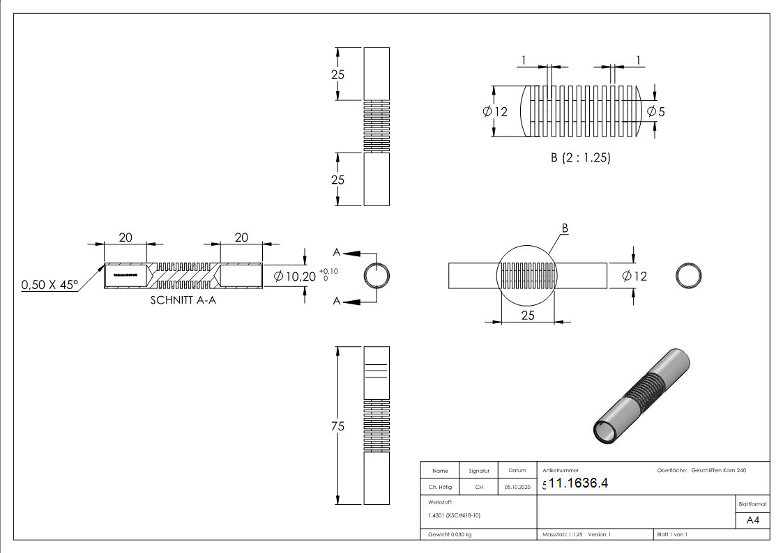Verbinder Rundstab zum Biegen für Ø 10 mm Rundmaterial