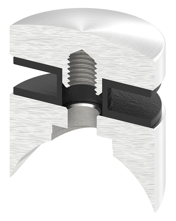 Glaspunkthalter Ø 40 mm fuer Anschluss- flach - Ø 42-4 mm V2A-10-GPH40.4