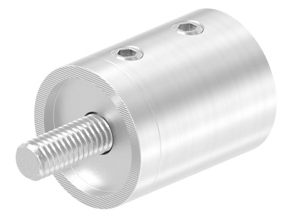 Querstabhalter V2A Edelstahl – Anschluss FLACH passend fuer Rundstaebe 12 mm mit Sackloch Abschluss links inkl- Schrauben-11-1034.4