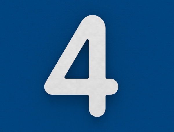Hausnummer 4 | groß | Maße: 200 mm x 300 mm | V2A