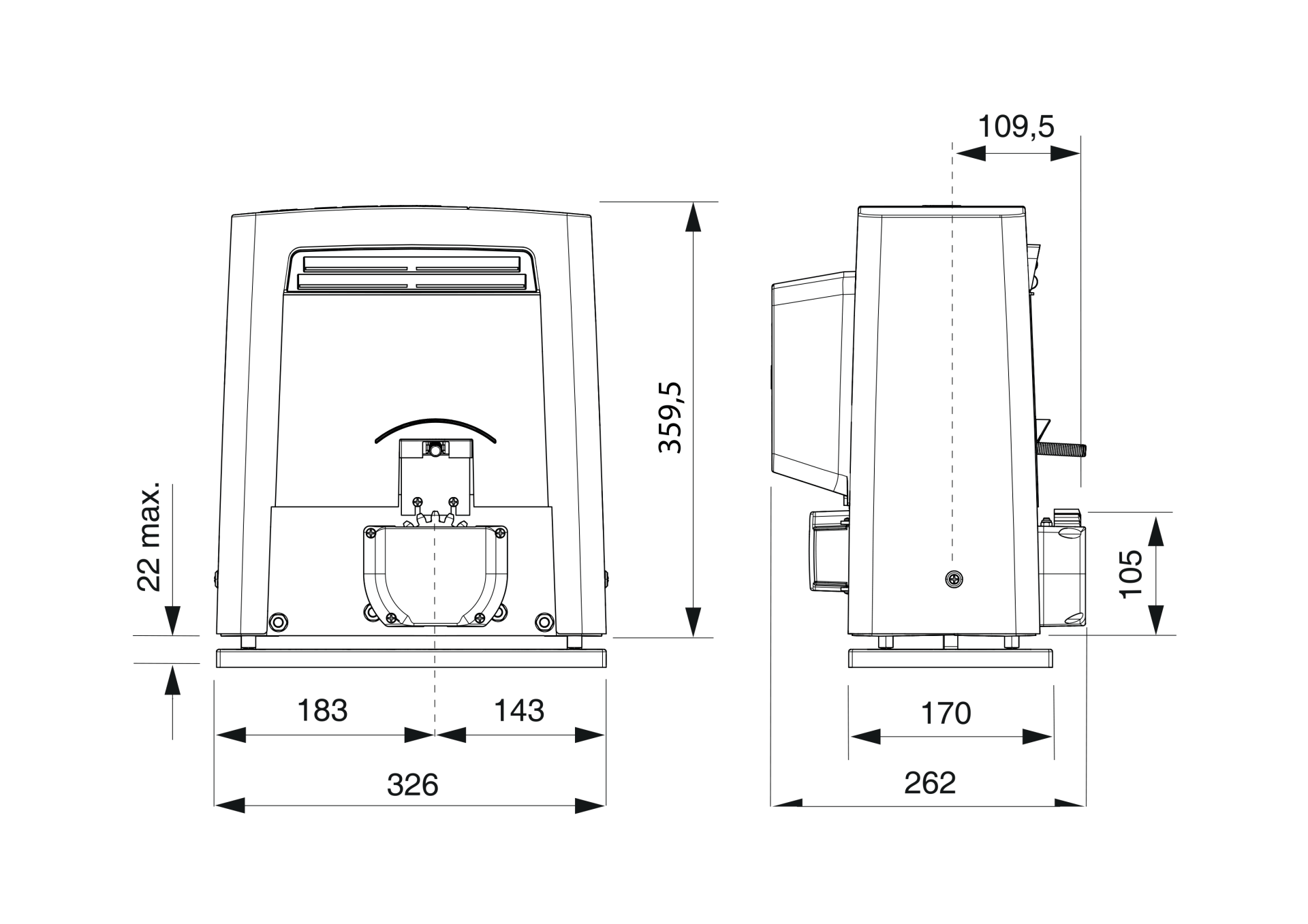 Schiebetorantrieb Industrie 1200kg 10m Torbreite 230V IP44-89-11BKS1800-A.4
