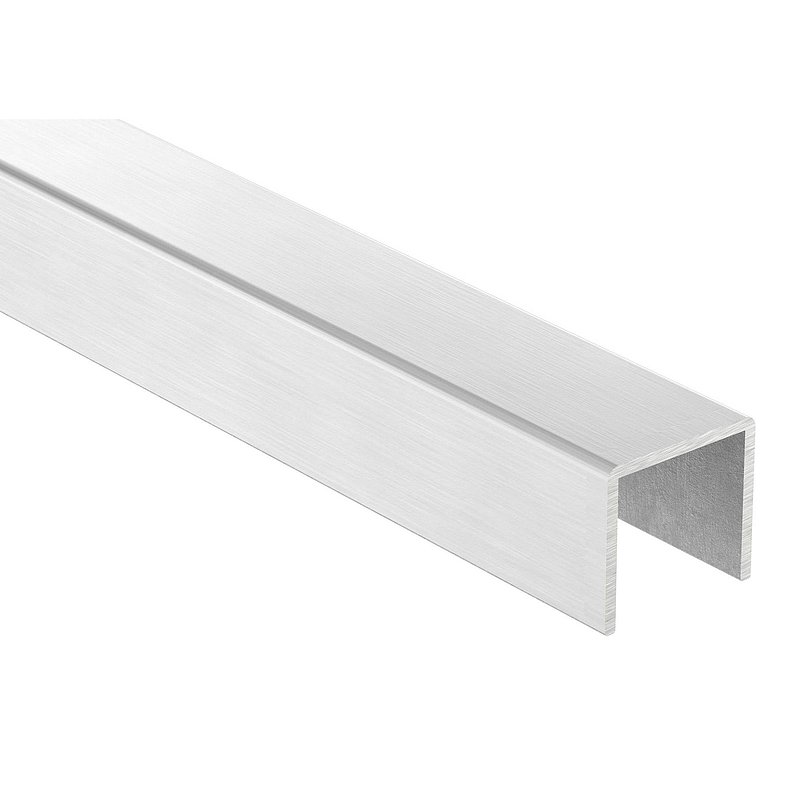 U-Profil Edelstahl V2A 28x26x2 mm L=6000 mm geschliffen Korn 240 fuer Glas 8-21-52 mm-88-1180530-240.6M
