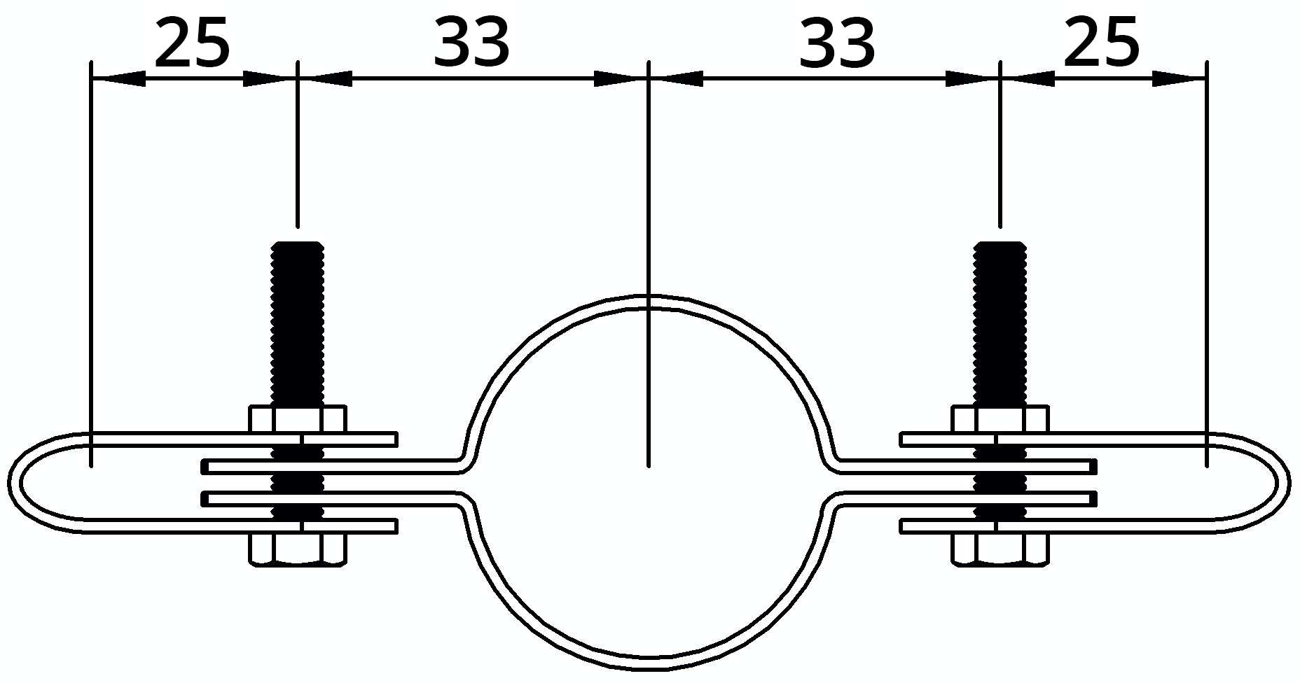 Rohrverbinder | Gitterhalter doppelt | 171C42 | 42,4 mm | 1 1/4" | Temperguss u. Elektrogalvanisiert