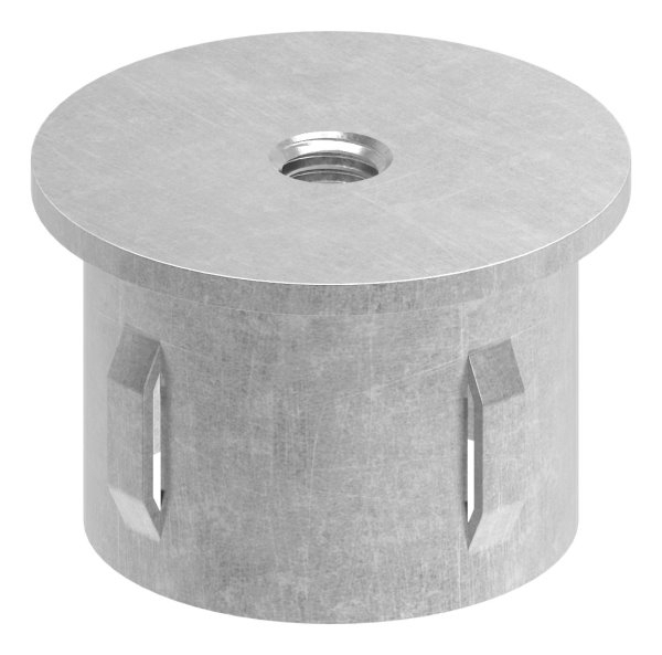 Stahlstopfen flach | mit M8 | für Rundrohr Ø 42,4x2,5-2,9 mm | Stahl S235JR, roh