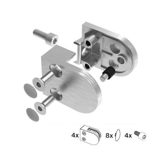 Glasklemme V2A fuer 6-10-76 mm Glas Flachanschluss geschliffen 4er Set-89-11A2000000SET4-A.4