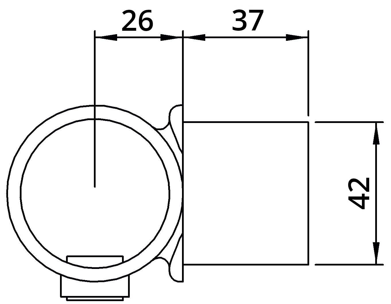 Rohrverbinder Drehstueck Ø 42-4 mm -1 1-4- - Temperguss verzinkt - 147C42-147C42