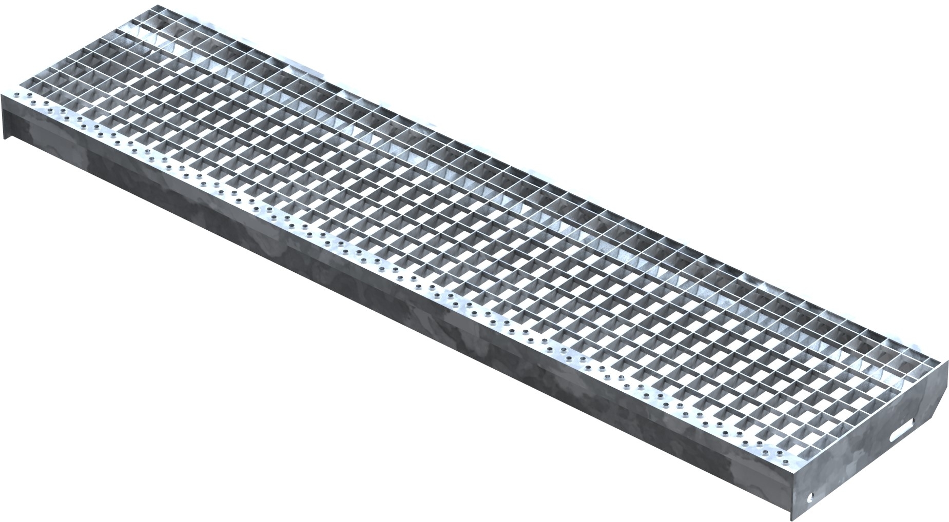 Gitterroststufe Treppenstufe | Maße: 1300x305 mm 30/30 mm | S235JR (St37-2), im Vollbad feuerverzinkt