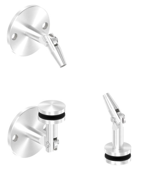 Vordachsystem abgehangen Edelstahl V2A Punkthalter Ø 52 mm ohne Zugstange-88-1150640-240.OZ