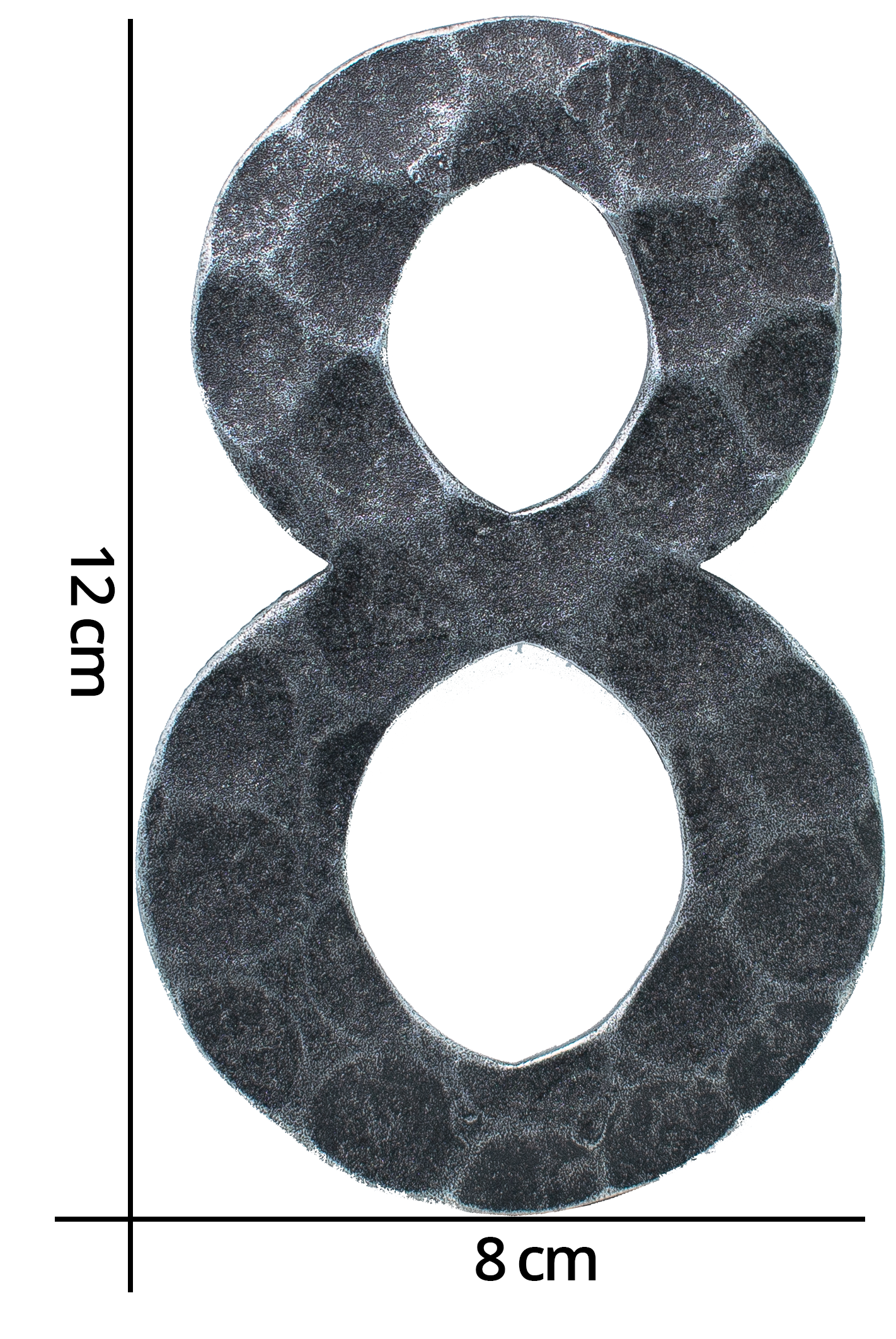 Hausnummer 8 | Abmessung 12x8 cm | Material 4 mm gehämmert | Stahl (Roh) S235JR