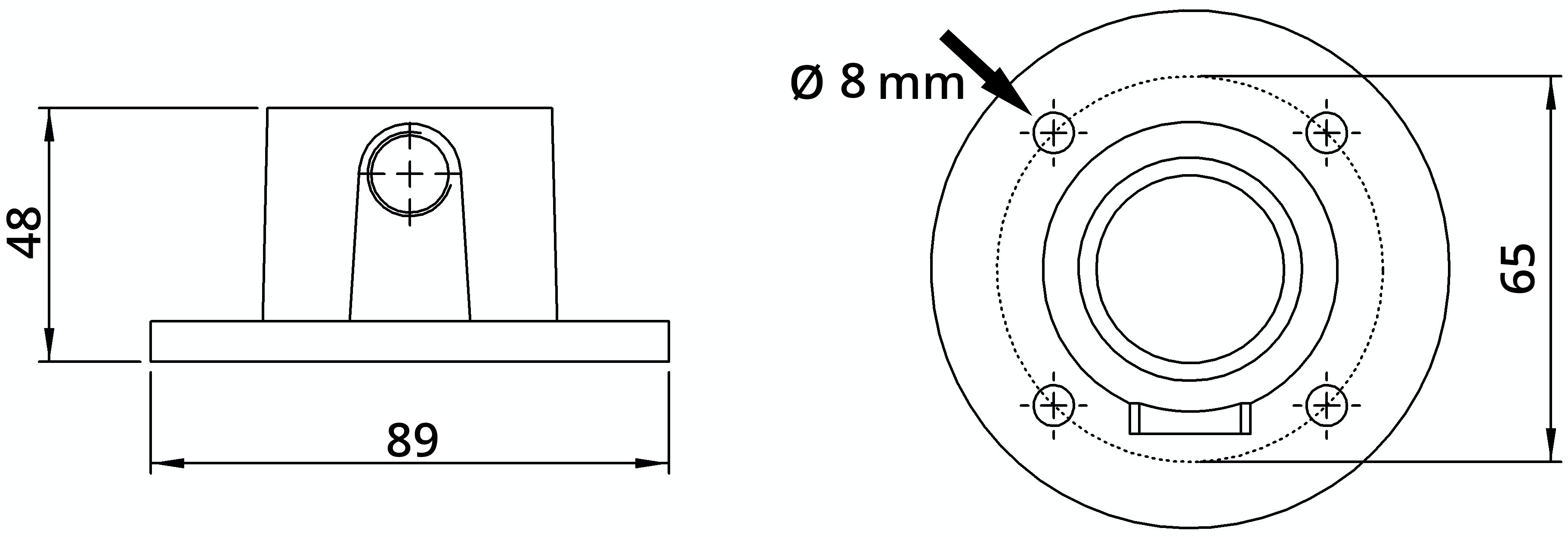 Rohrverbinder - Wandbefestigung rund mit Durchgangsbohrung - 131TC42 - 42-4 mm - 1 1-4- - Feuerverzinkt u. Elektrogalvanisiert-131TC42