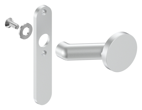 Alu-Tuerknopf - mit Alu-Kurzschild - Aluminium EV1-12-3055.6