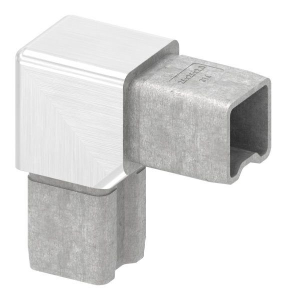 Verbindungsstück 90° für Rohr 25x25x2mm, V4A