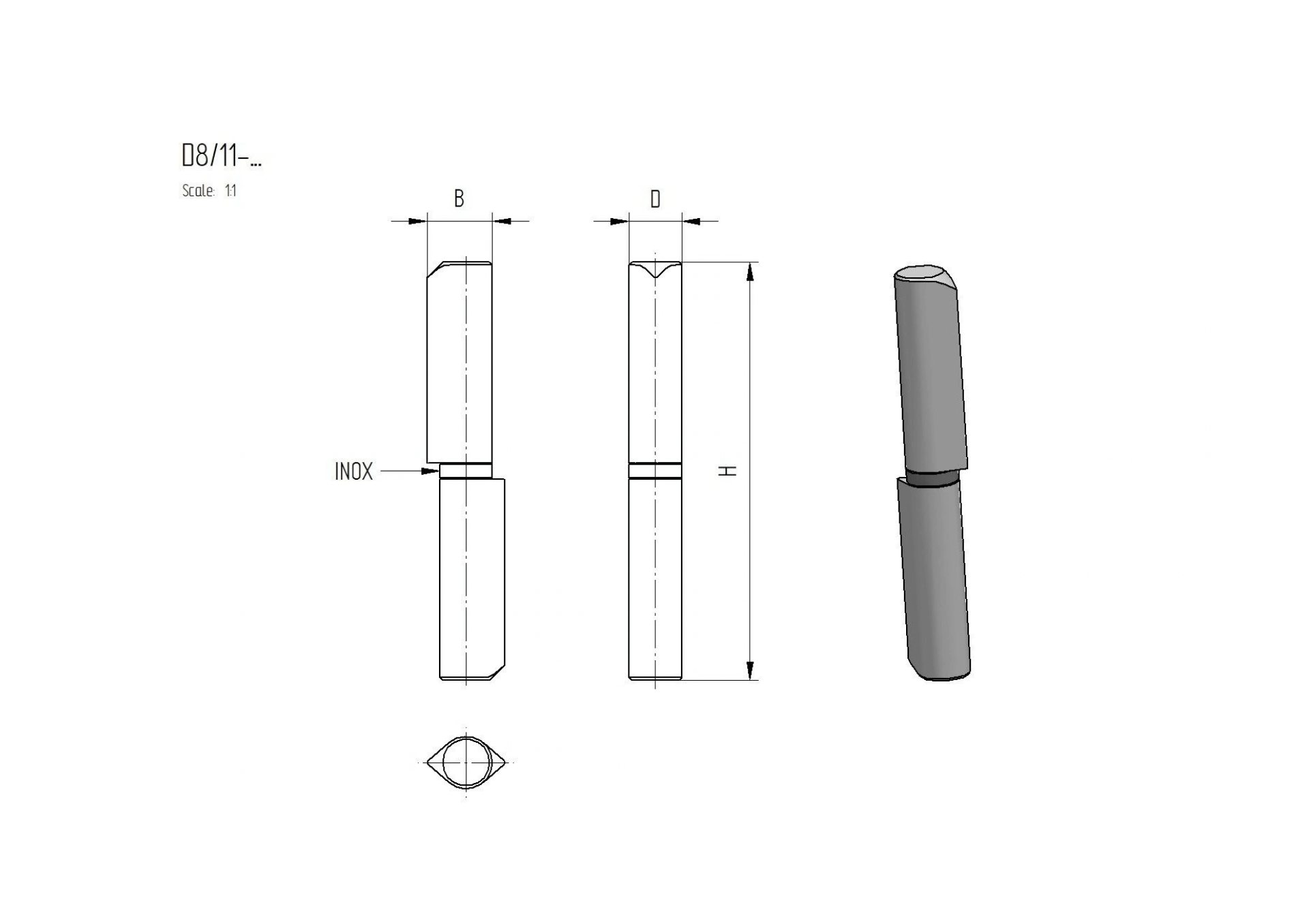 Anschweissband Edelstahl V2A Ø 10 mm L=60 mm 2-teilig roh-89-11D81160-A.4