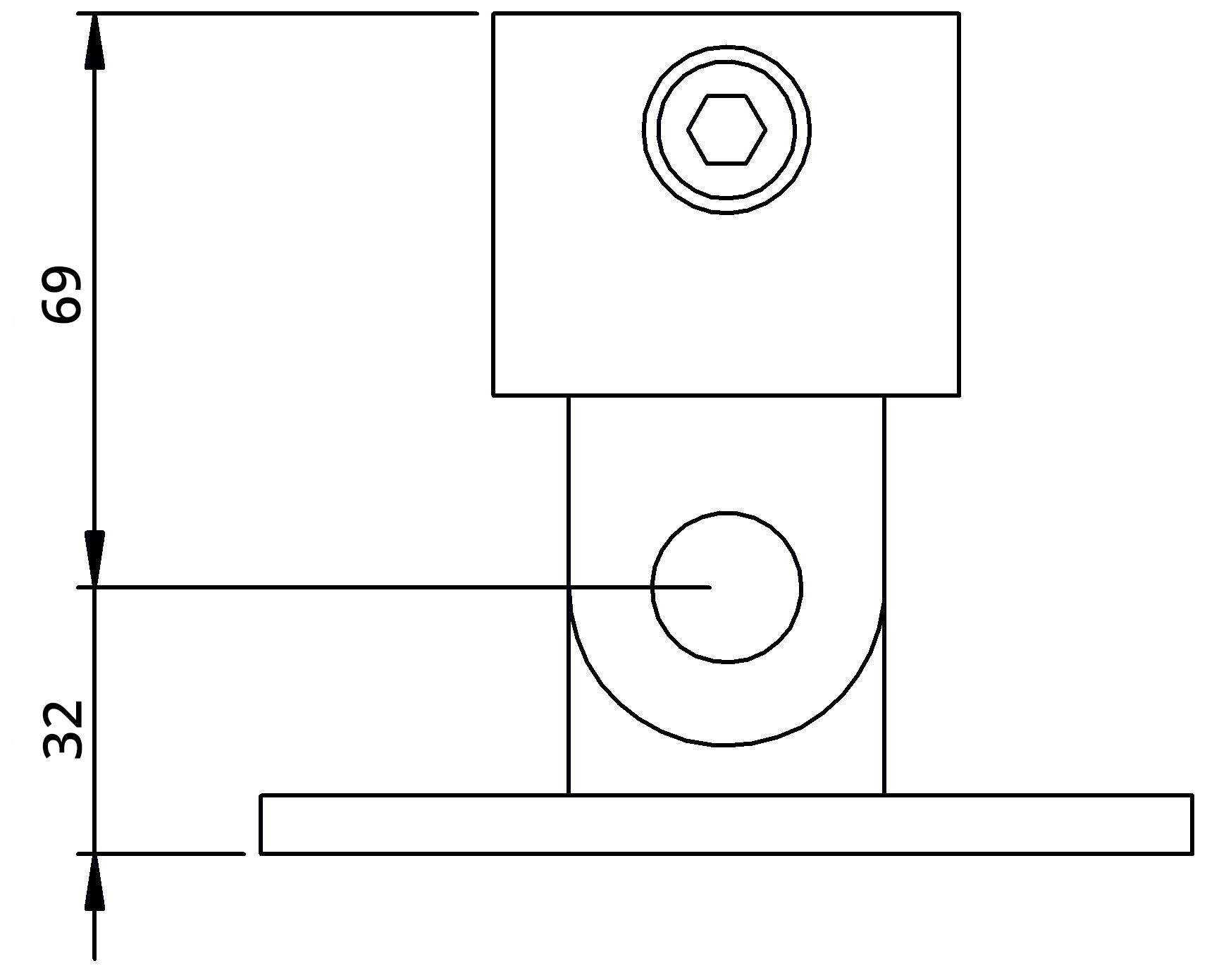 Rohrverbinder - Gelenkfuss - 169C42 - 42-4 mm - 1 1-4- - Feuerverzinkt u. Elektrogalvanisiert-169C42