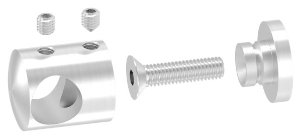 Querstabhalter FLACH Edelstahl  V2A Geländer Stabhalter für Rundstäbe 14 mm inkl. Schrauben
