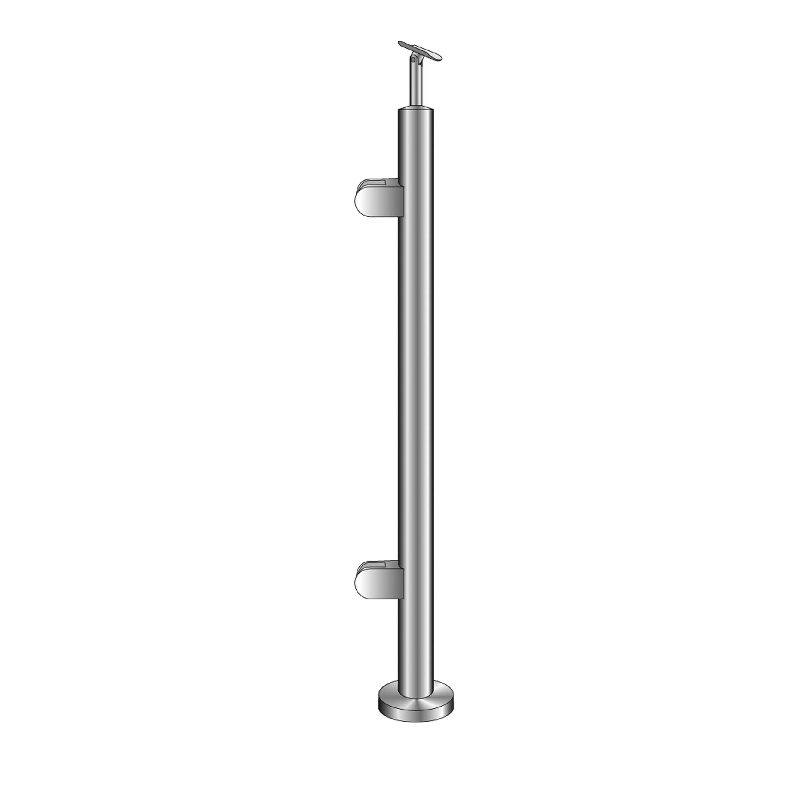 Gelaenderpfosten V2A 1000 mm fuer 8-76 mm Glas Endpfosten links geschliffen Aufmontage-14-0040RG-A.4