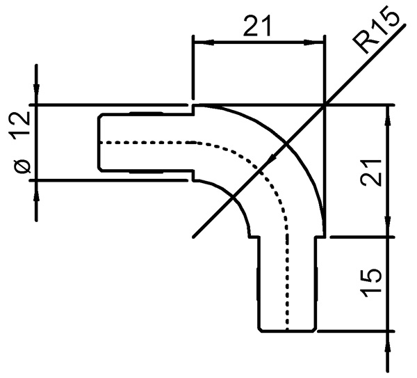 90° Verbinder für Rohr 12,0 x 1,5mm