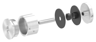 Glaspunkthalter Edelstahl V4A Ø 52 mm Klemmbereich 12-0-25-52 mm flach verstellbar-88-1160250.V4A