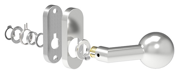 Türdrücker gekröpft mit Kugel Ø 50 mm drehbar V2A