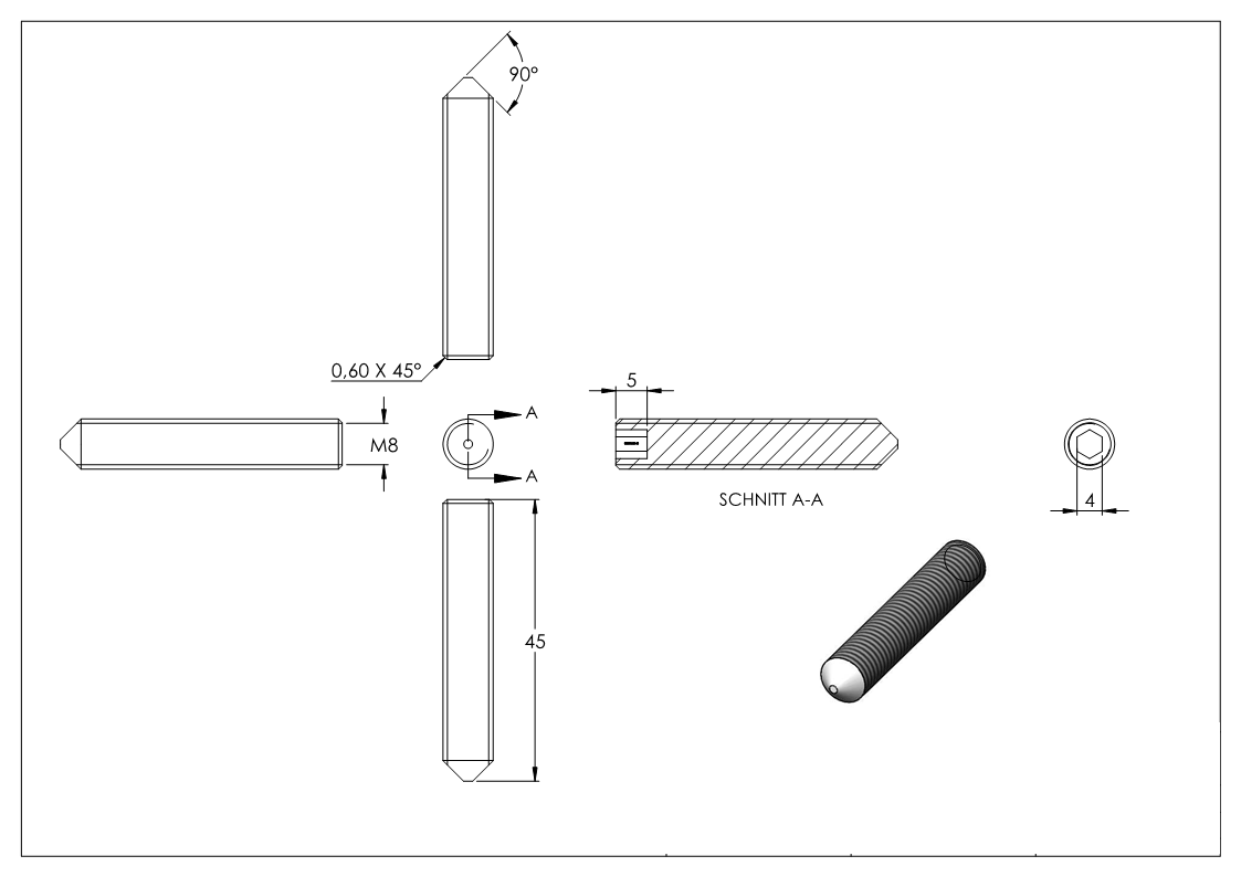 Gewindestift M8 x 45, A2, DIN 914 / ISO 4027