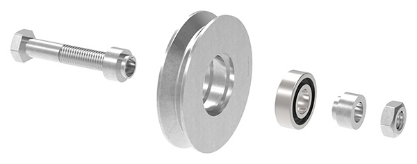Schiebetorrolle - Ø 98 mm - V-Rille - Stahl S235JR- verzinkt-30-4123.7