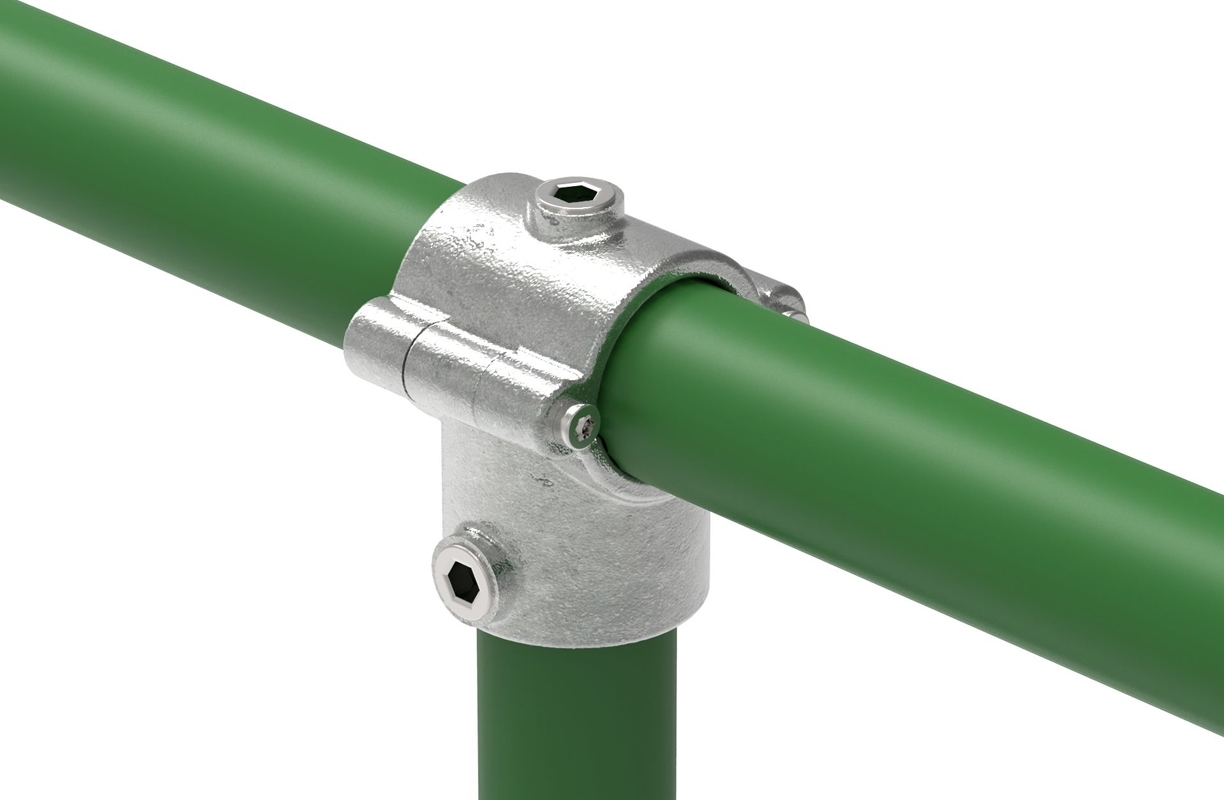 Rohrverbinder T-Stueck mit Bolzen aufklappbar Ø 33-7 mm -1- - Temperguss verzinkt - 136B34-136B34