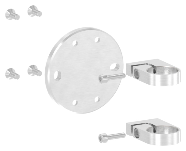 Wandbefestigung  Masse- 120x10 mm zum Spannen fuer Gelaenderpfosten Ø 42-4 mm - V4A-11-3065.1
