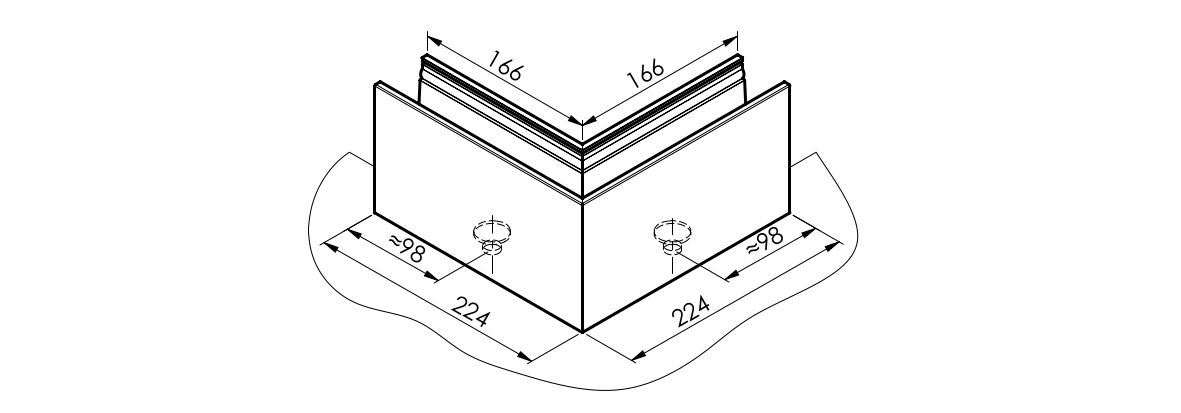 Innenecke Aluminium fuer Glas 12-17-52 mm Satin-ELOX Topmontage-89-11AL0004LIGHTSE90-A.4