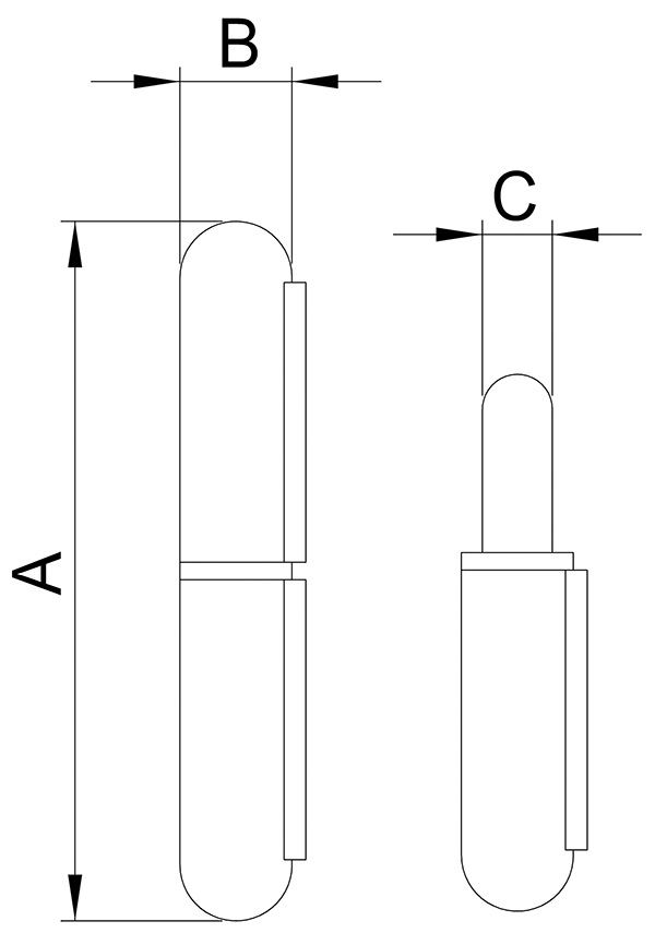 Anschweißband V2A 100 mm mit festem Stift