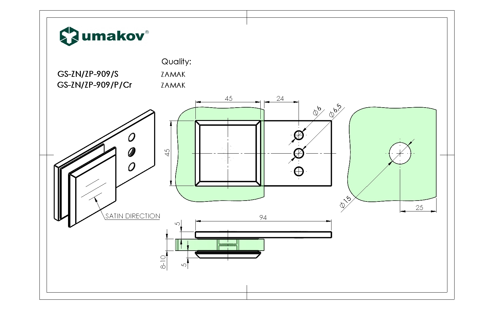 Glashalter- Zamak- T 8-10 mm-89-11GSZNZP909PCR-A.4