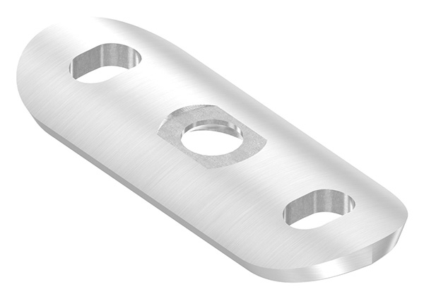 Handlaufanschlussplatte Edelstahl V2A 63x25x4 mm fuer Rohr Ø 42-4 mm mit Langloechern-88-1160182-240-LL.90