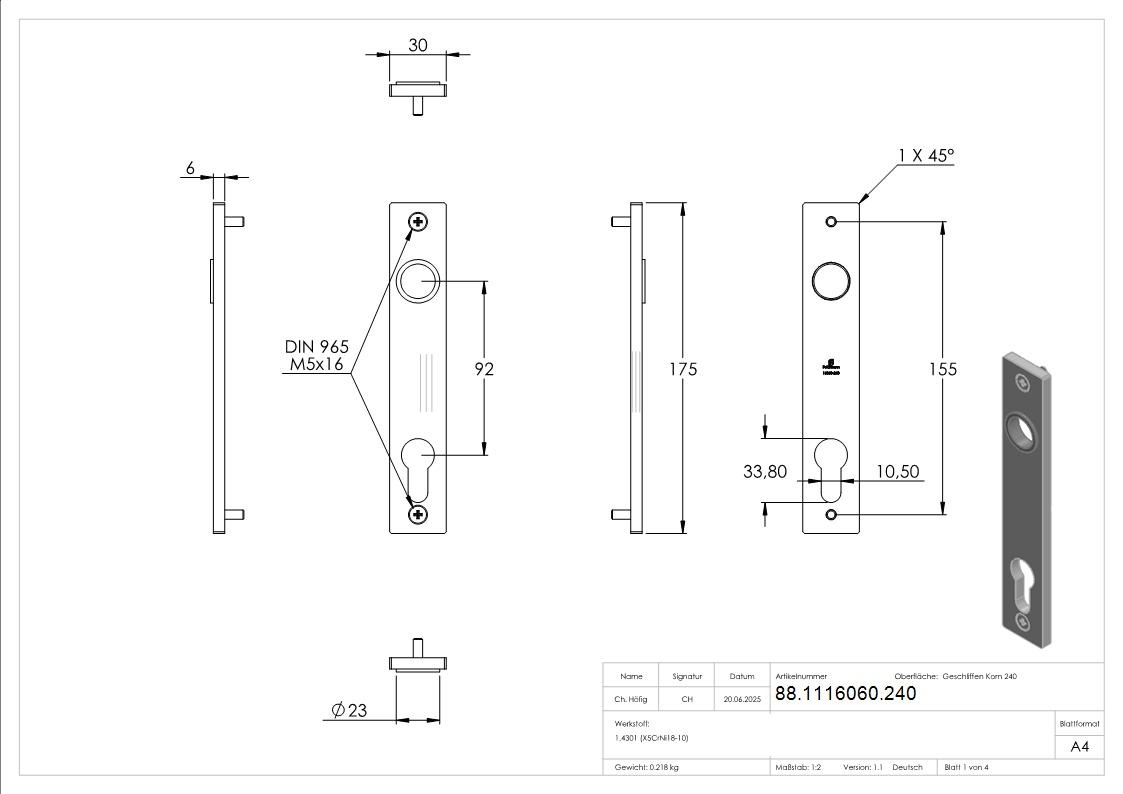 Langschild- V2A-88-1116060.240