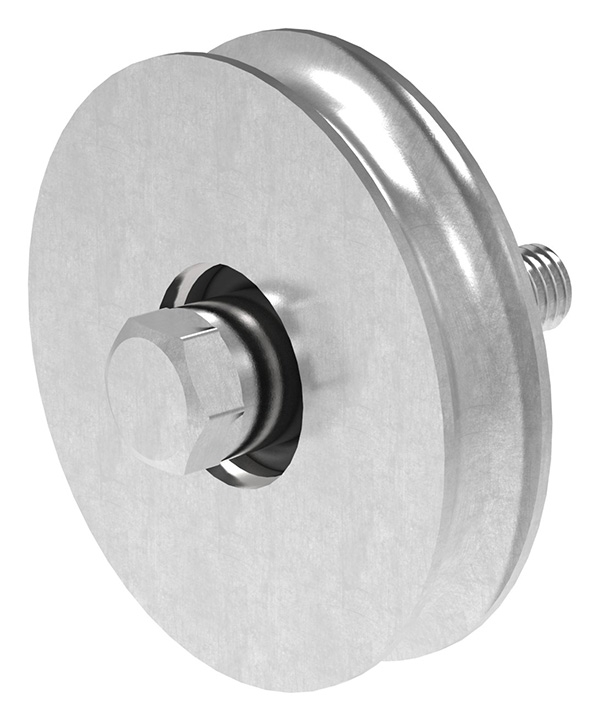 Schiebetorrolle | Ø 98 mm | Rundrille: 15 mm | Stahl S235JR, verzinkt