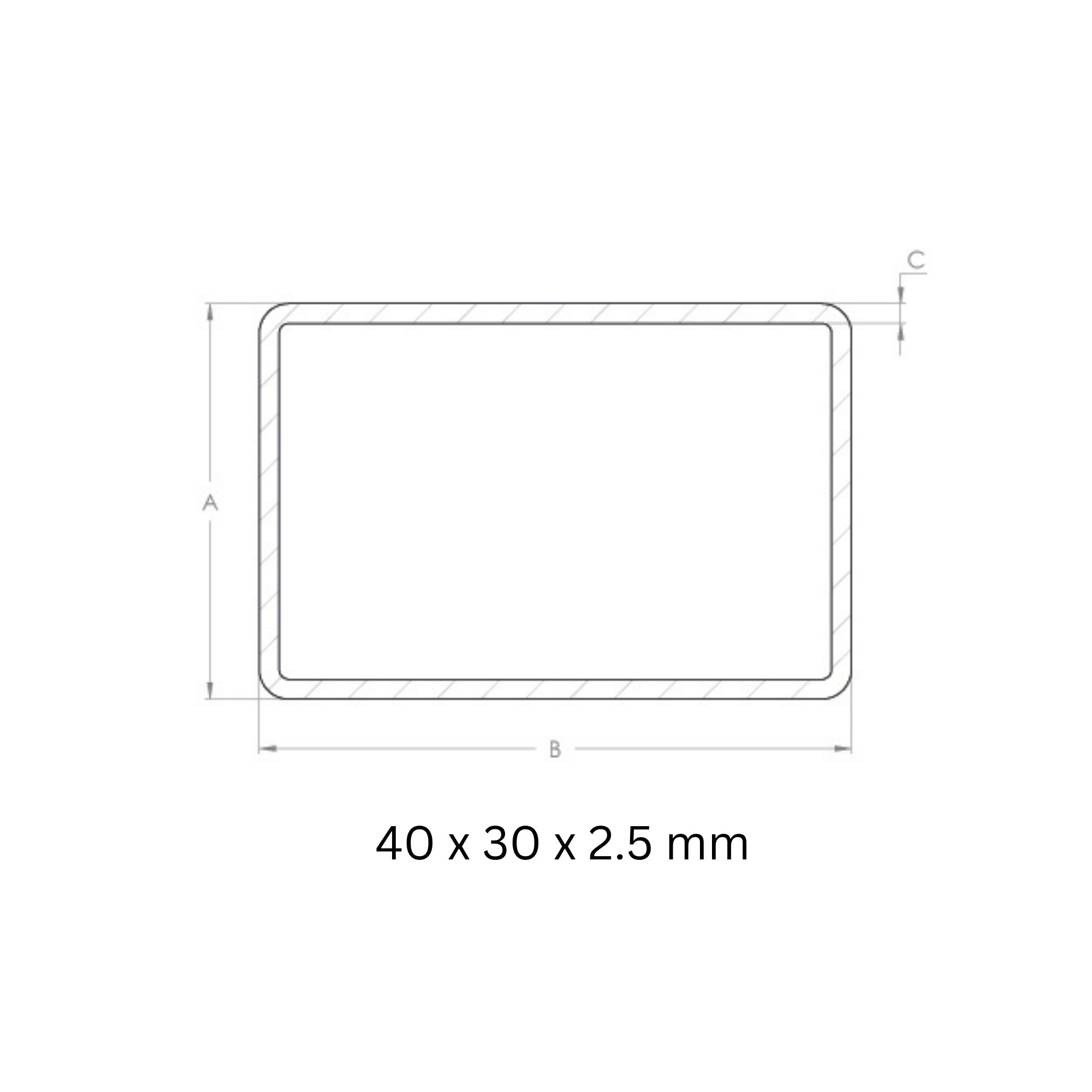 Rechteckrohr gehaemmert 40x30x2-5 mm 6000 mm Stahl S235JR- roh-30-1572.8