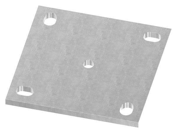 Ankerplatte 150 x 150 x 8 mm 5 Bohrungen |  Stahl roh