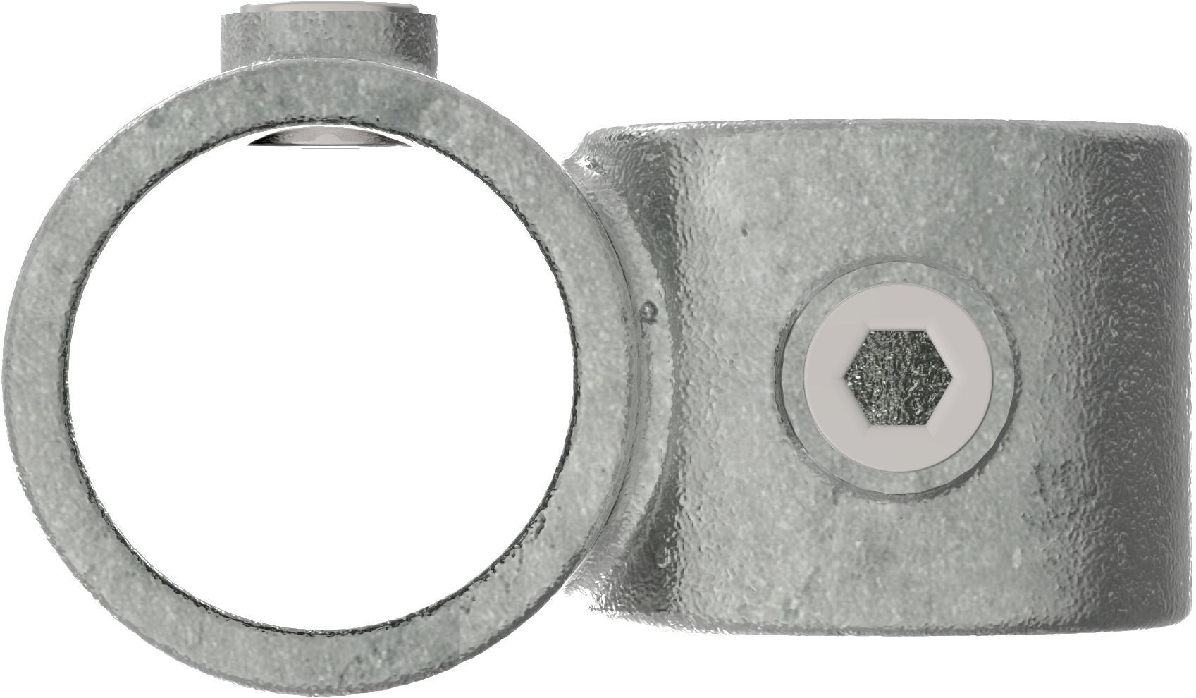 Rohrverbinder Kreuzstueck vorgesetzt 90° reduziert Ø 48-3 mm -1 1-2- - 42-4 mm -1 1-4- - Temperguss verzinkt - 161D48-C42-161D48-C42