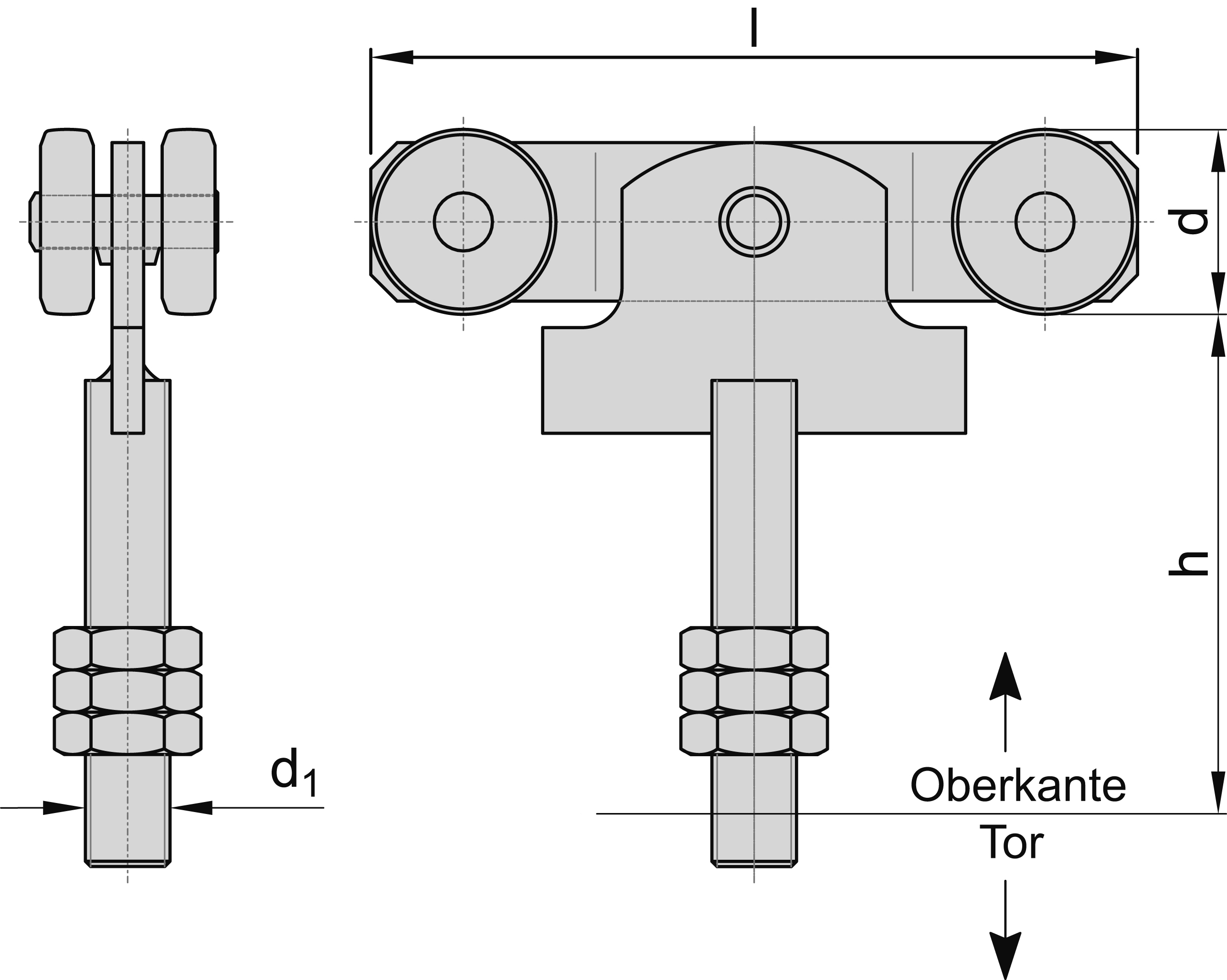 Doppelrolle mit Schraubpendel und Gewindebolzen MEA Ø 28 mm 10336972-60-0113.7
