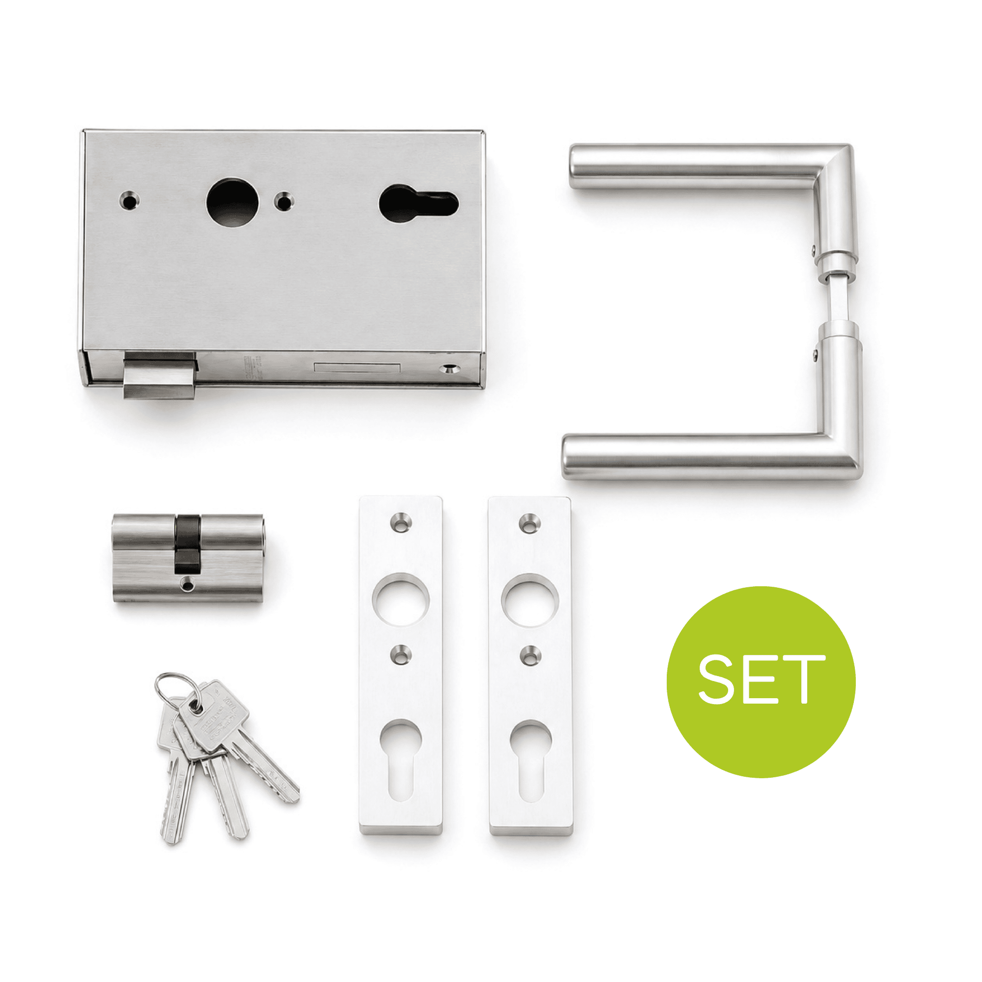 Kastenschloss Set verzinkt 40x94-5x173 mm eckig-30-3202-SET.8