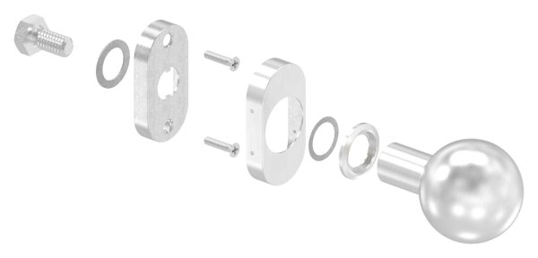 V2A Türdrücker gerade mit Kugel Ø 50 mm feststehen