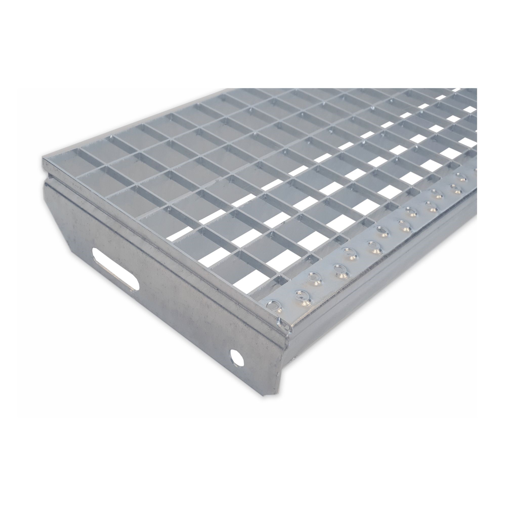 Gitterroststufe Treppenstufe Masse- 1000x270 mm 30-30 mm S235JR -St37-2- im Vollbad feuerverzinkt-40-M-1002730.7-STAHL