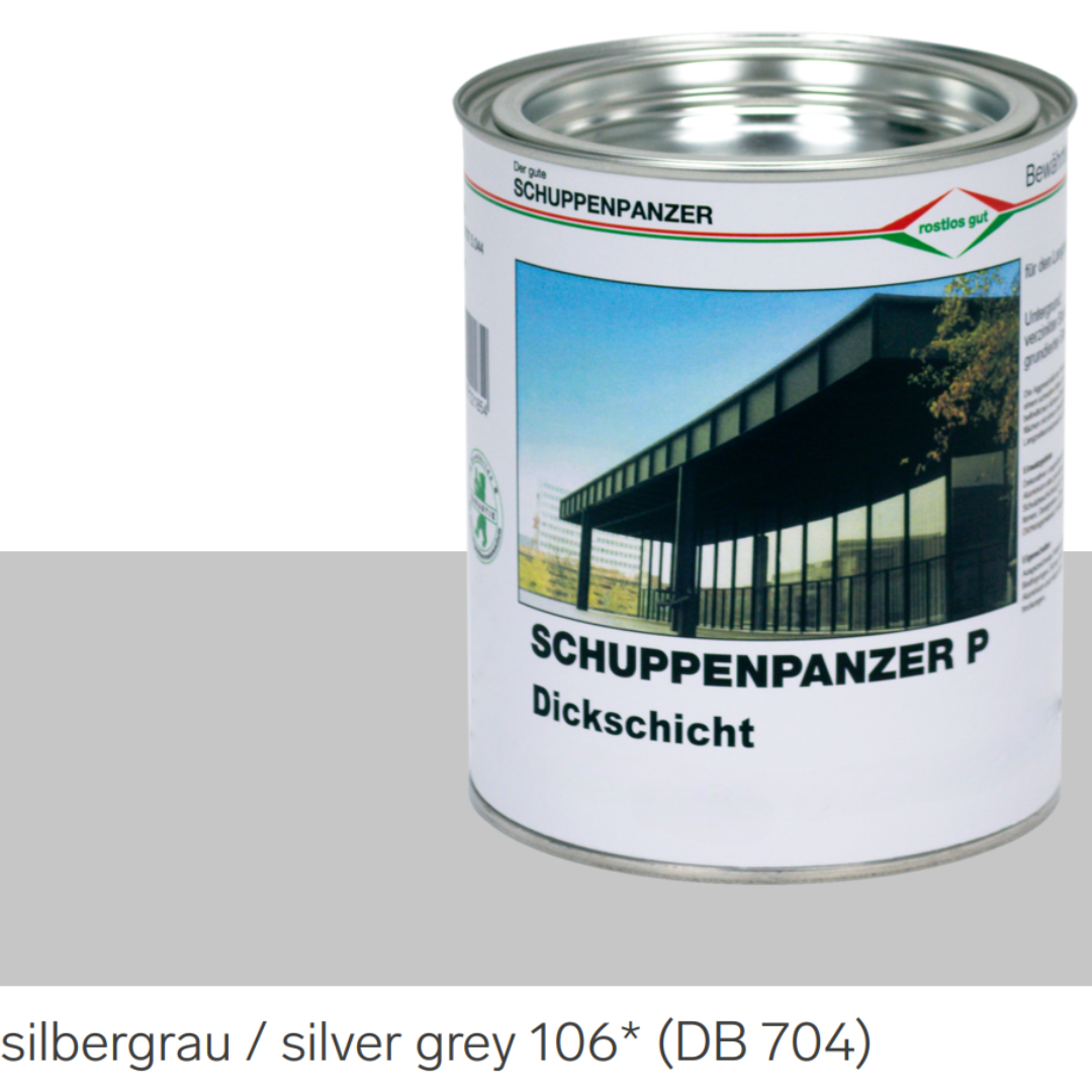 SCHUPPENPANZER-P Dickschicht 0707 silbergrau 106 DB 704 2,5 l für Zäune und STAHL