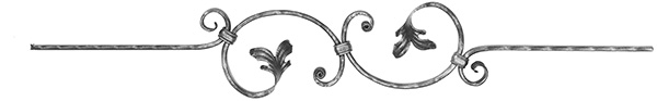Zierstab | Länge: 900 mm | Material: 16x8 mm gehämmert | Stahl S235JR, roh