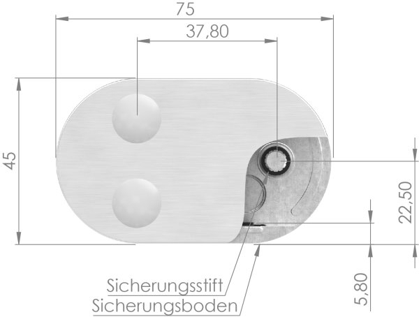 Sichtschutz Endglasklemme Edelstahl V4A -1-4401-04- Halbrund gerade-88-1125-EK.V4A