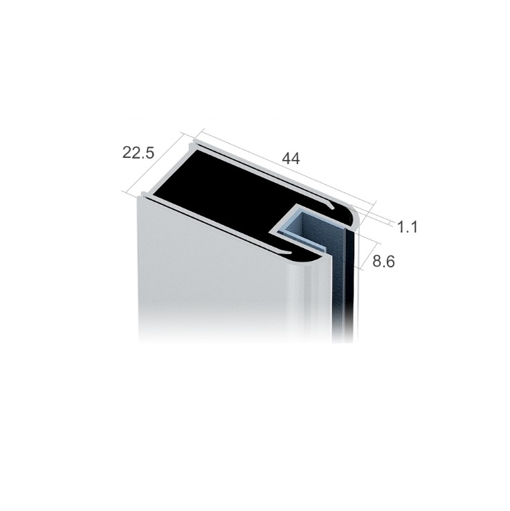 U-Profil Aluminium eloxiert fuer Glas 8 mm mit Aqua Stop Dichtung-89.GSALZP4422PCR