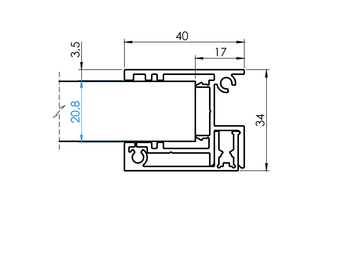 Zaunadapter Aluminium 1-2 m fuer 20 mm Fuellungen Anthrazit RAL 7016-89-11FGA201200R7016-A.4
