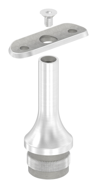 Stütze mit Halteplatte für Rundrohr Ø 42,4 mm + Stopfen für 33,7x2,0 mm V2A