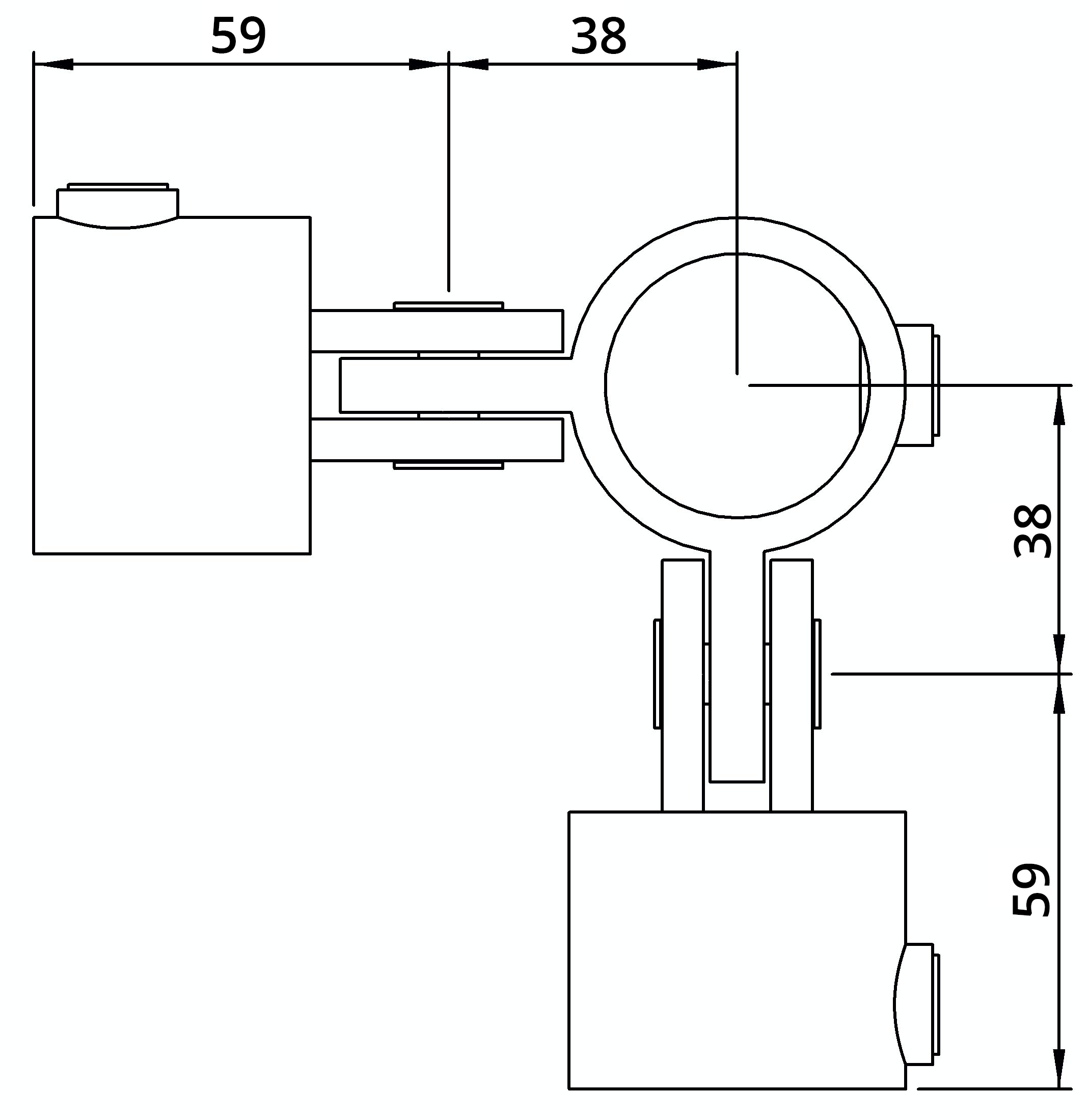 Rohrverbinder | Gelenkstück doppelt 90° | 168A27 | 26,9 mm | 3/4" | Temperguss u. Elektrogalvanisiert